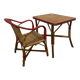Ensemble table et fauteuil en rotin enfants