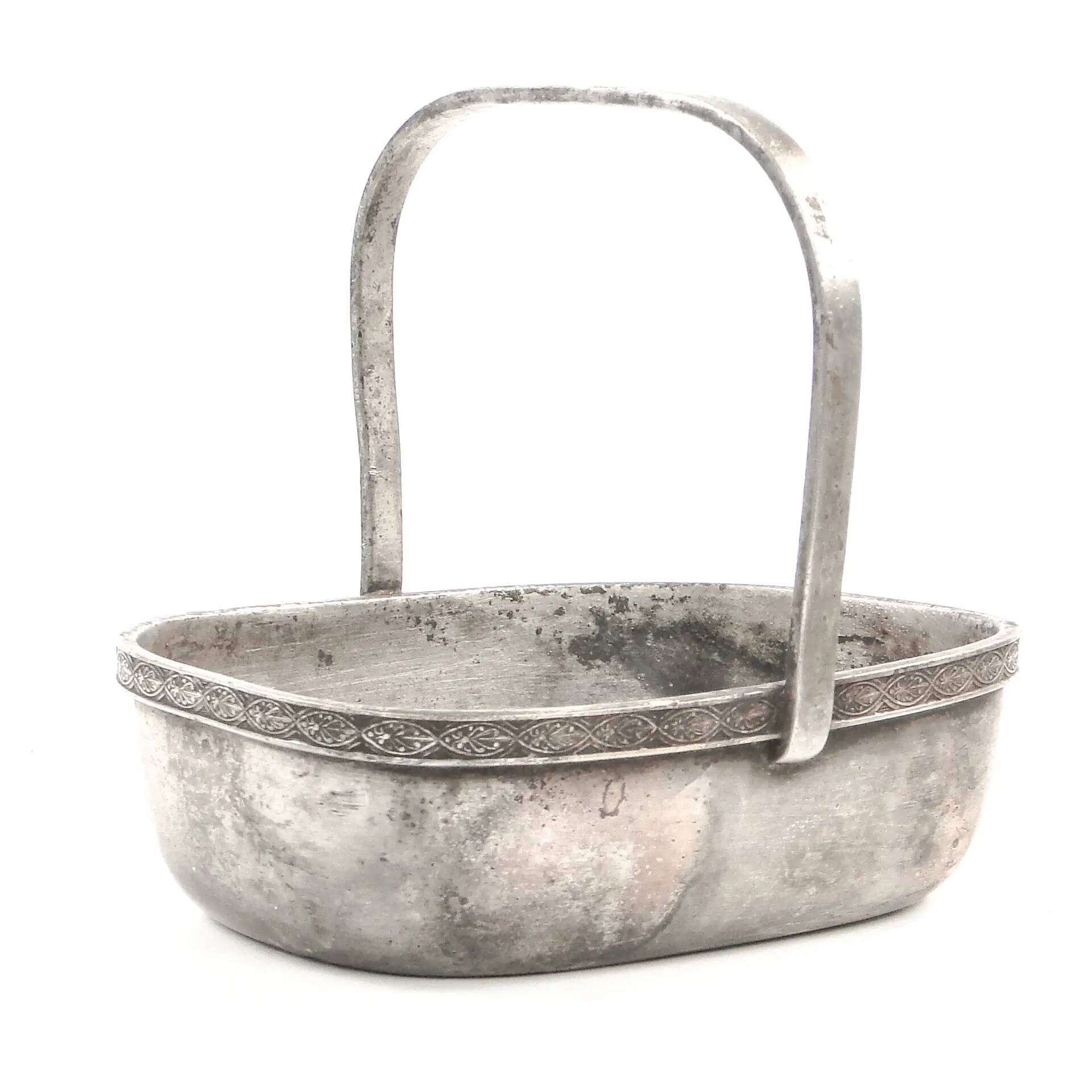 Art Deco nut basket, silver-plated metal, Norblin, Poland, 1930s
