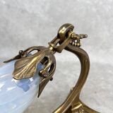 Art Nouveau wall sconces with opalescent iridescent glass