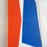Contemporary abstract painting on burlap 60 x 97 cm
