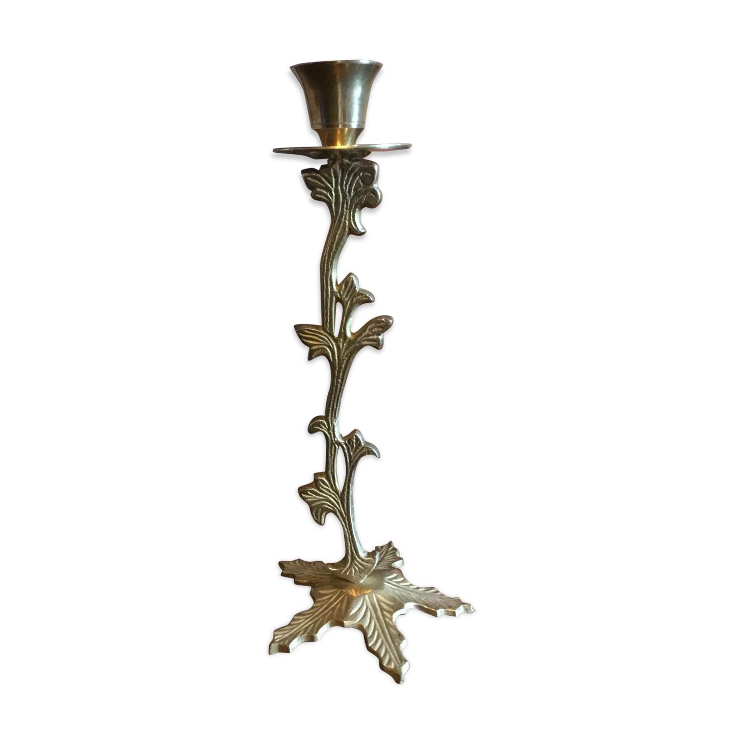 Brass flower candlestick