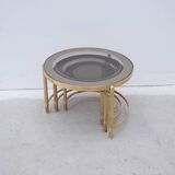 Brass and glass nesting coffee tables, 1970
