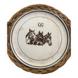 Vintage earthenware horses serving dish by Gien Nordez et Cie Cherbourg