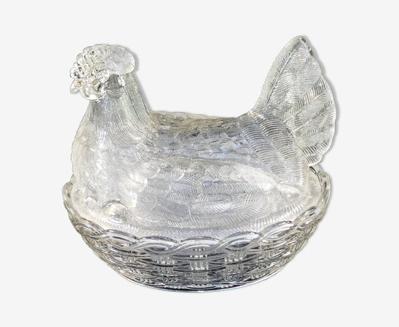 Poule bonbonniere boite en verre style portieux vallerysthal