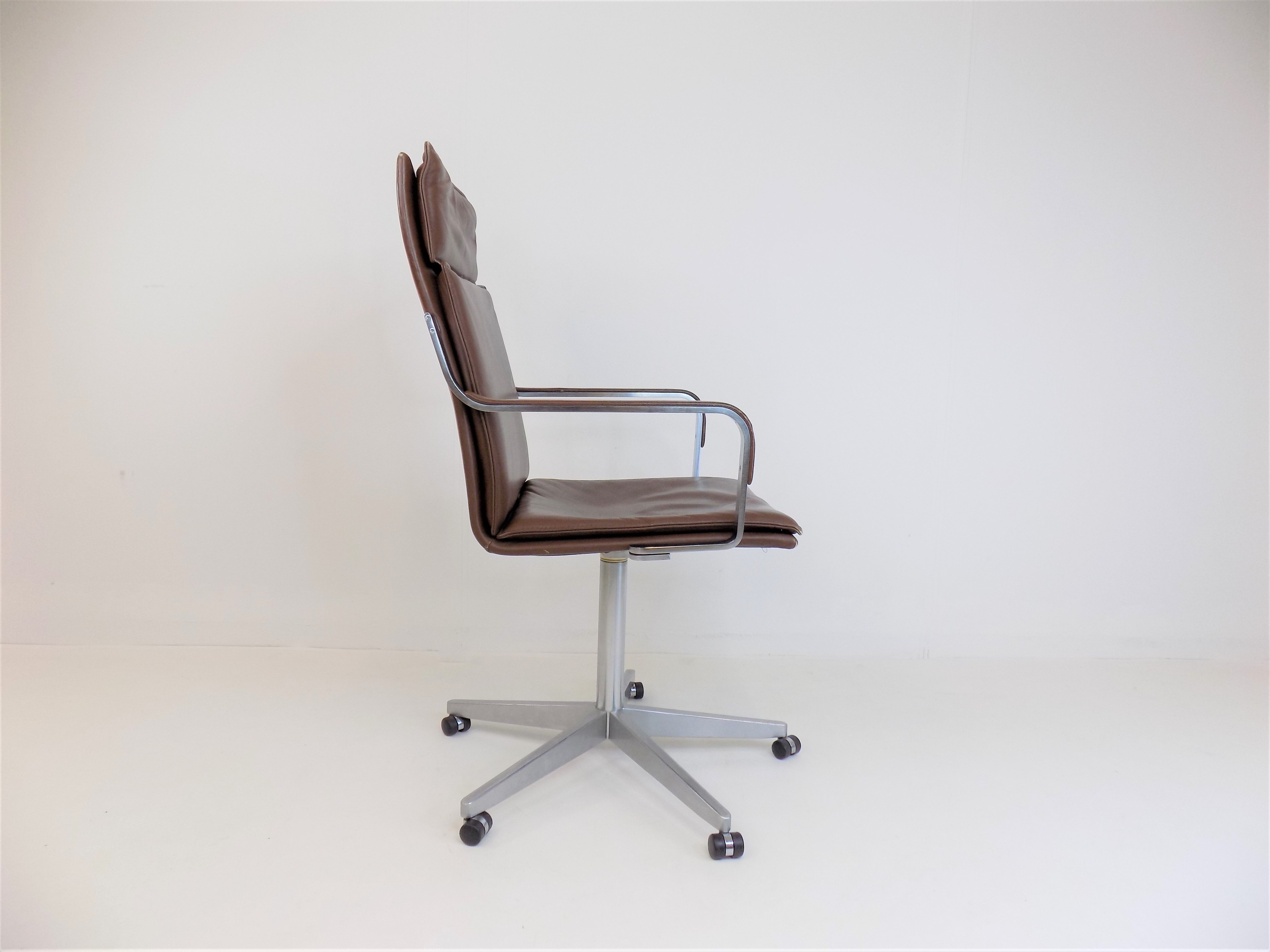 Rudolf Glatzel Leather Office Chair, Knoll