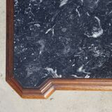 Nightstand with false drawers in walnut and marble, Louis Philippe