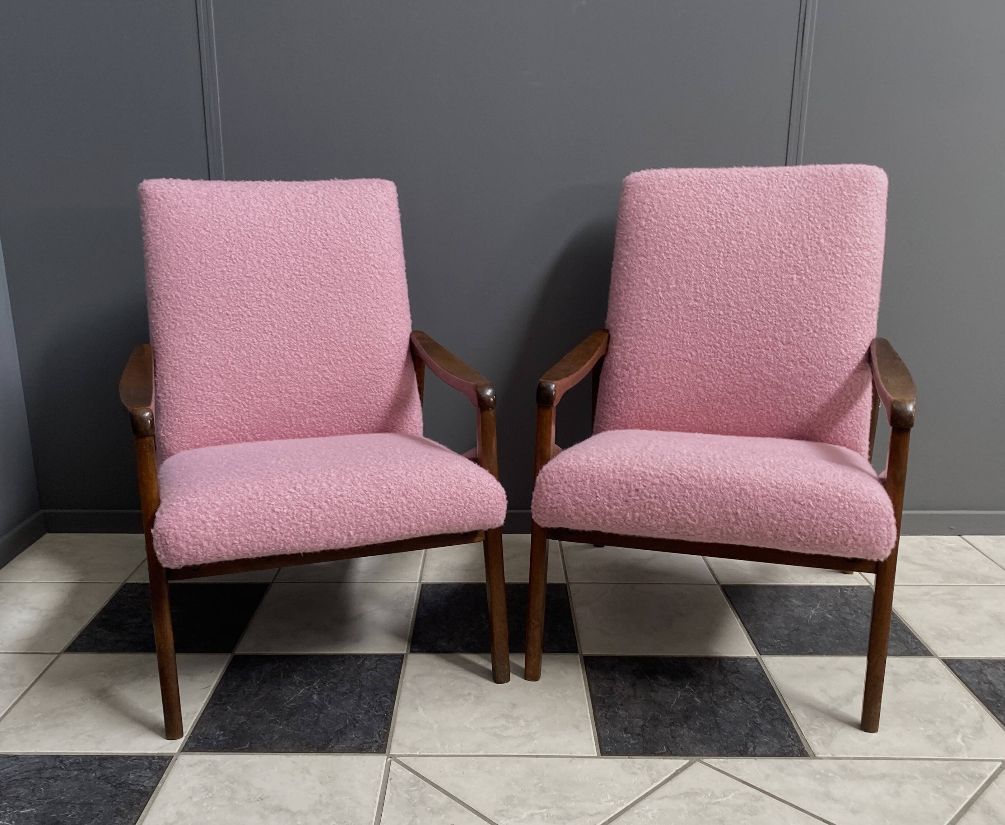 Pink Boucle Jiri Jiroutek chairs 1960s