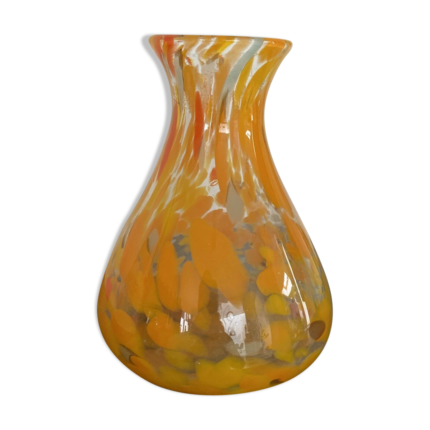 Soliflore orange souflé glass vase