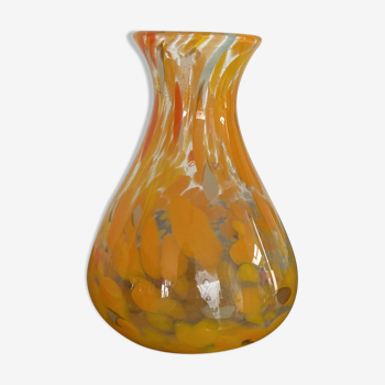 Vase en verre souflé orange soliflore