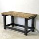 Antique blackened wood and varnished top