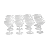 Suite of 12 champagne glasses in Baccarat crystal. Model Paris