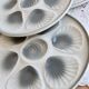 4 vintage oyster plates Moulin des Loups earthenware in blue-grey gradient