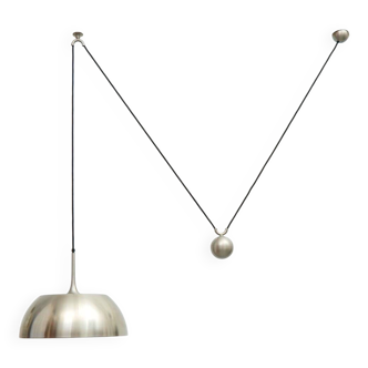 Height-adjustable pendant lamp in nickel-plated brass by Florian Schulz, 1970s