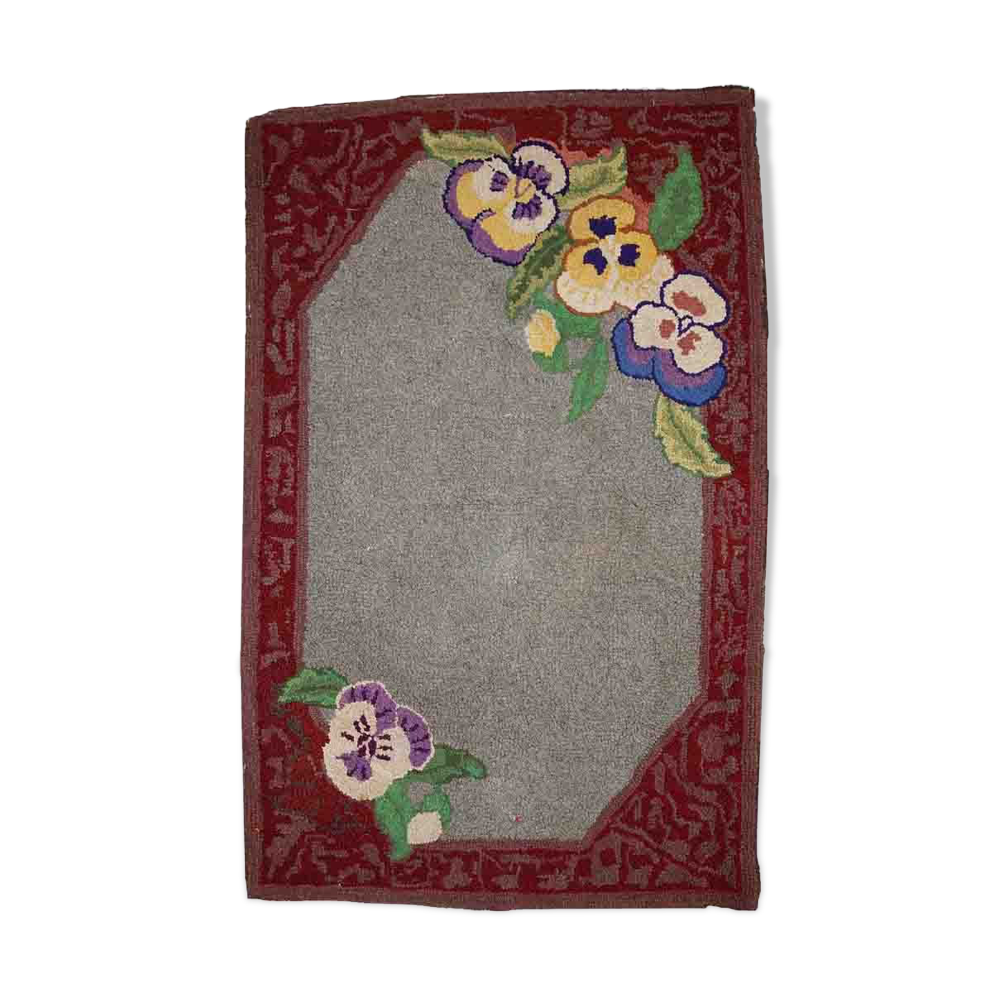 Handmade Old American Hooked Rug 1C422