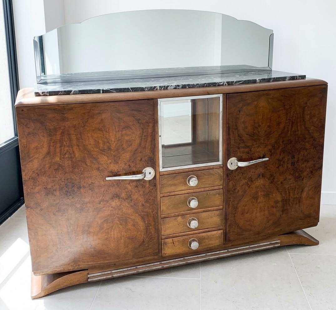 Buffet Art Déco bois et marbre
