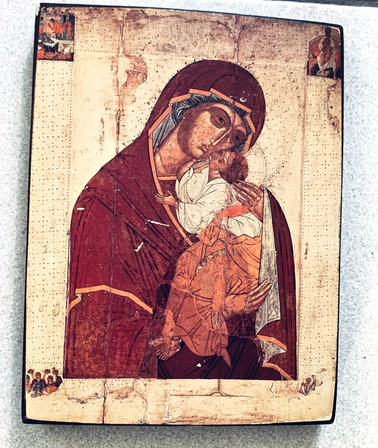 Orthodox religious icon virgin of tenderness