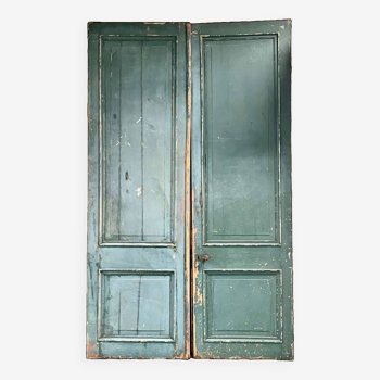 Double interior door in fir from a manor - 19th century