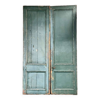 Double interior door in fir from a manor - 19th century