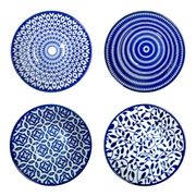 4 cups 11.5 cm diam. porcelain, white and blue, 4 different patterns
