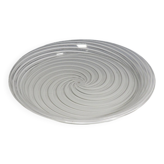 Large Murano glass art plate with filigree from the 19th century.