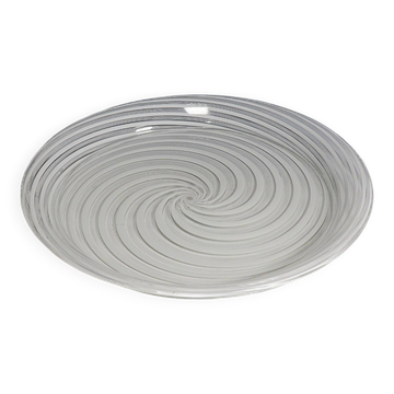 Large Murano glass art plate with filigree from the 19th century.
