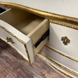 Louis XV style curved chest of drawers in lacquered and gilded wood