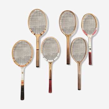 Set of 6 vintage tennis rackets