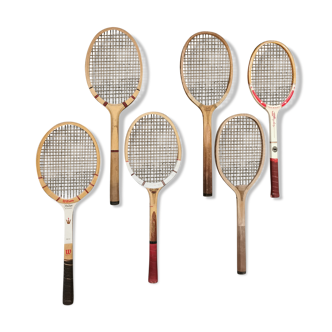 Set of 6 vintage tennis rackets
