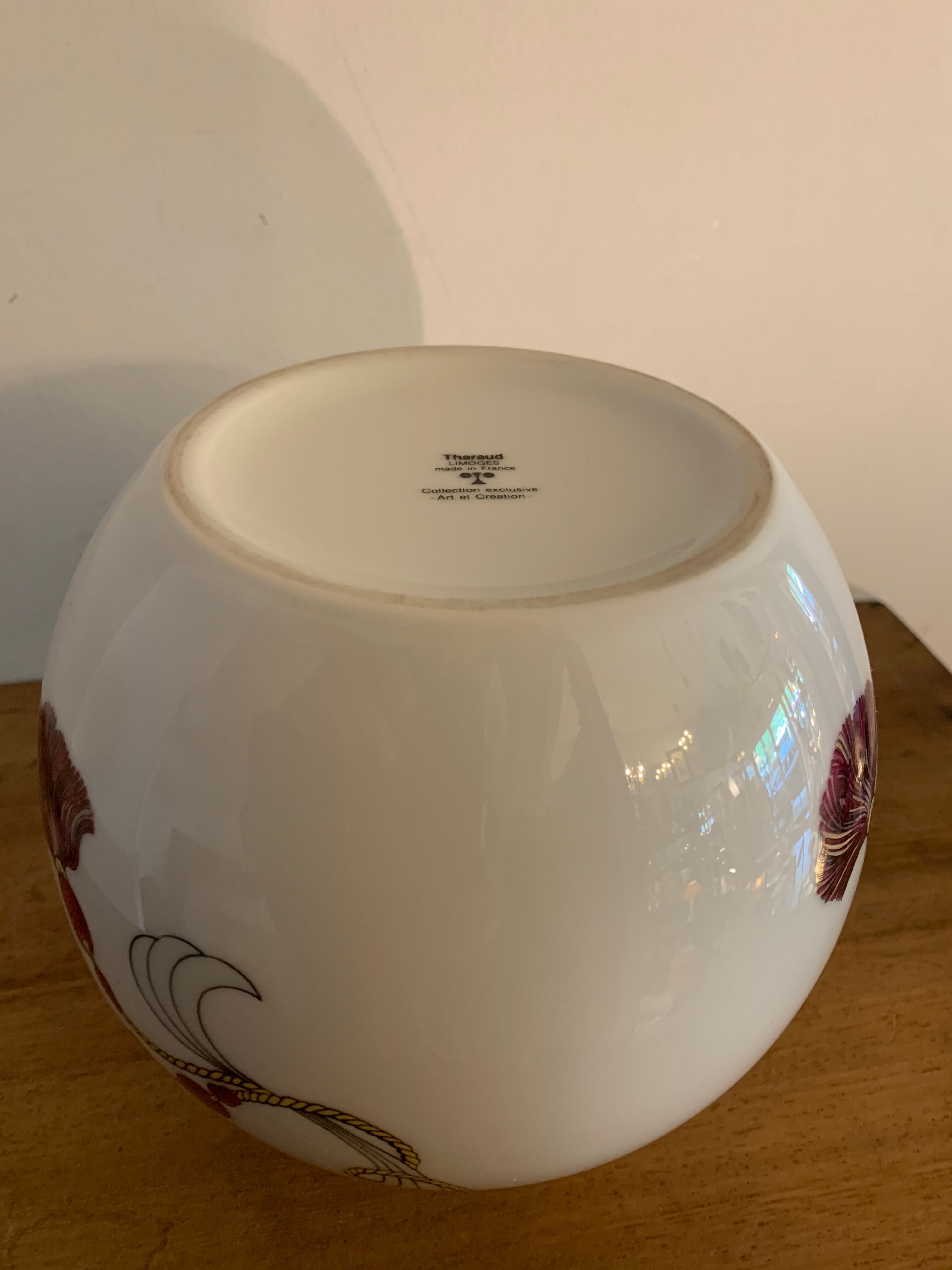 Tharaud Limoges porcelain ball vase