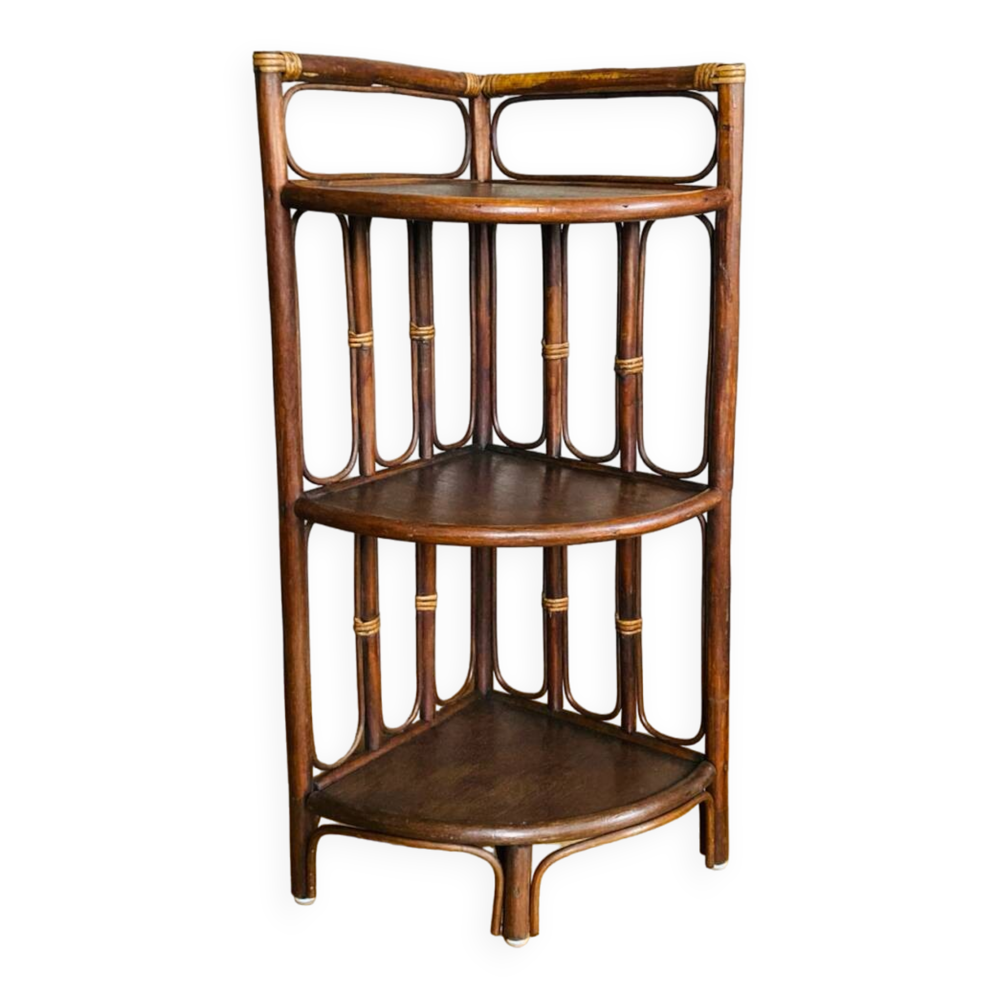 Vintage bamboo and rattan corner shelf 1960s/70s