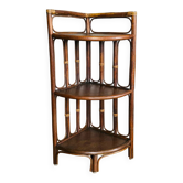 Étagère d’angle Vintage en bambou et rotin années 1960/70