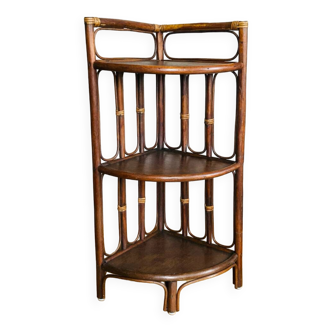 Vintage bamboo and rattan corner shelf 1960s/70s