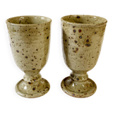 Pair of enamelled stoneware mazagrans