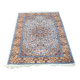Handmade Persian rug in blue, beige, burgundy, and orange, 95x160cm.