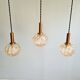 Amber bubble glass suspension trio, design H. Tynell, 1970