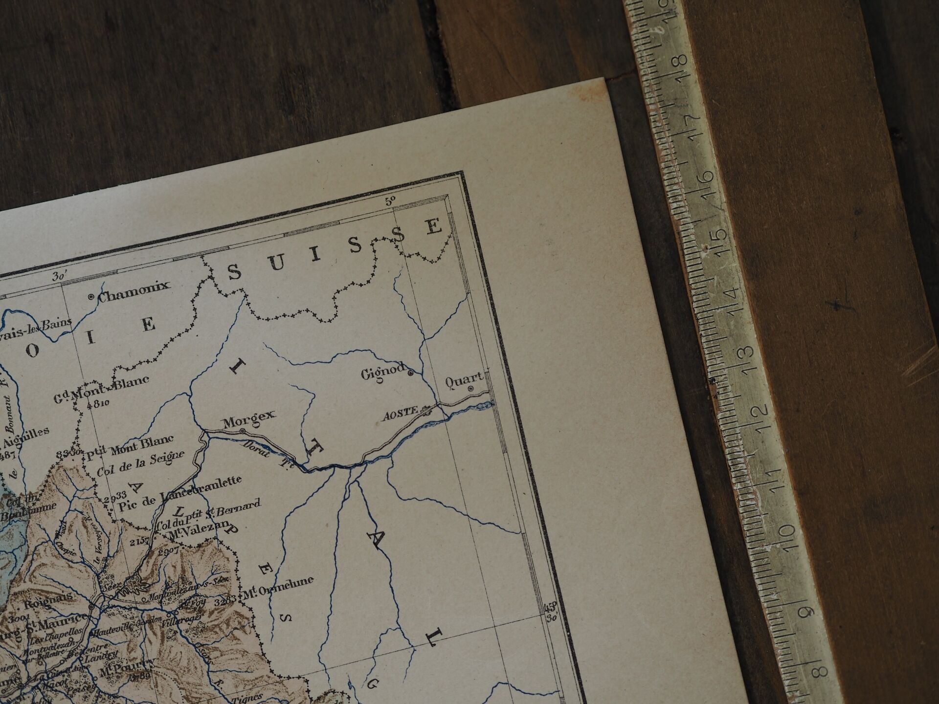 Map of Savoy, printed antique from 1889.