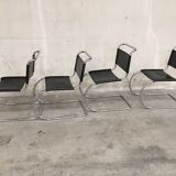 Set of 4 black leather chairs by Ludwig Mies Van Der Rohe