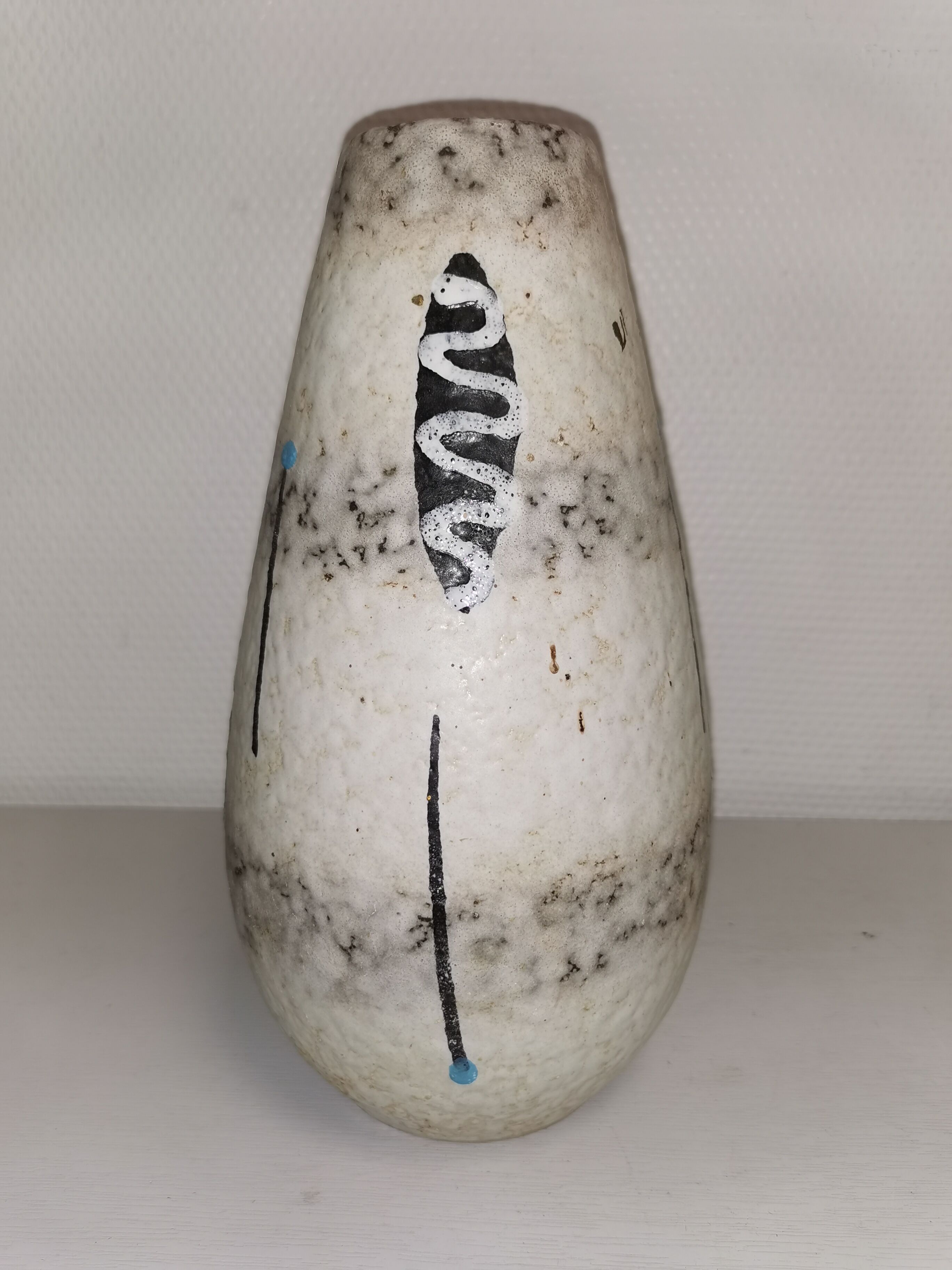 Vase with graphic decoration, vintage ceramic, 50-60's