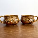 Pair of Japanese Majolica Soup Bowls Featuring Tomatoes and Onions