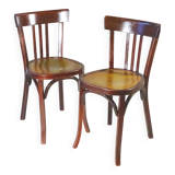 Two Baumann No. 43 bistro chairs from 1950, two-tone
