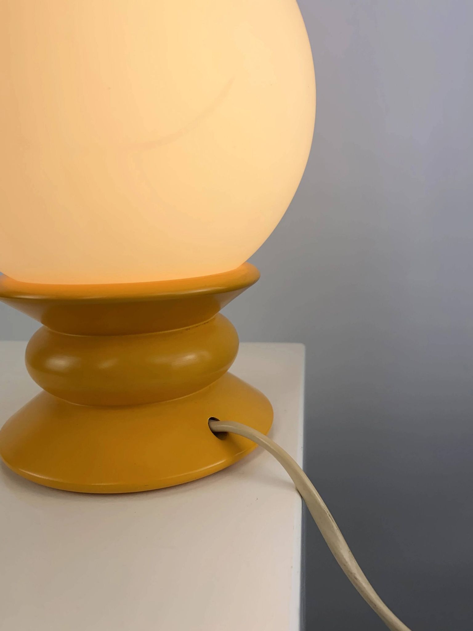 Yellow and white glass table lamp Temde Leuchten type 1