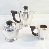 Silver metal coffee / tea service art deco 3 pieces