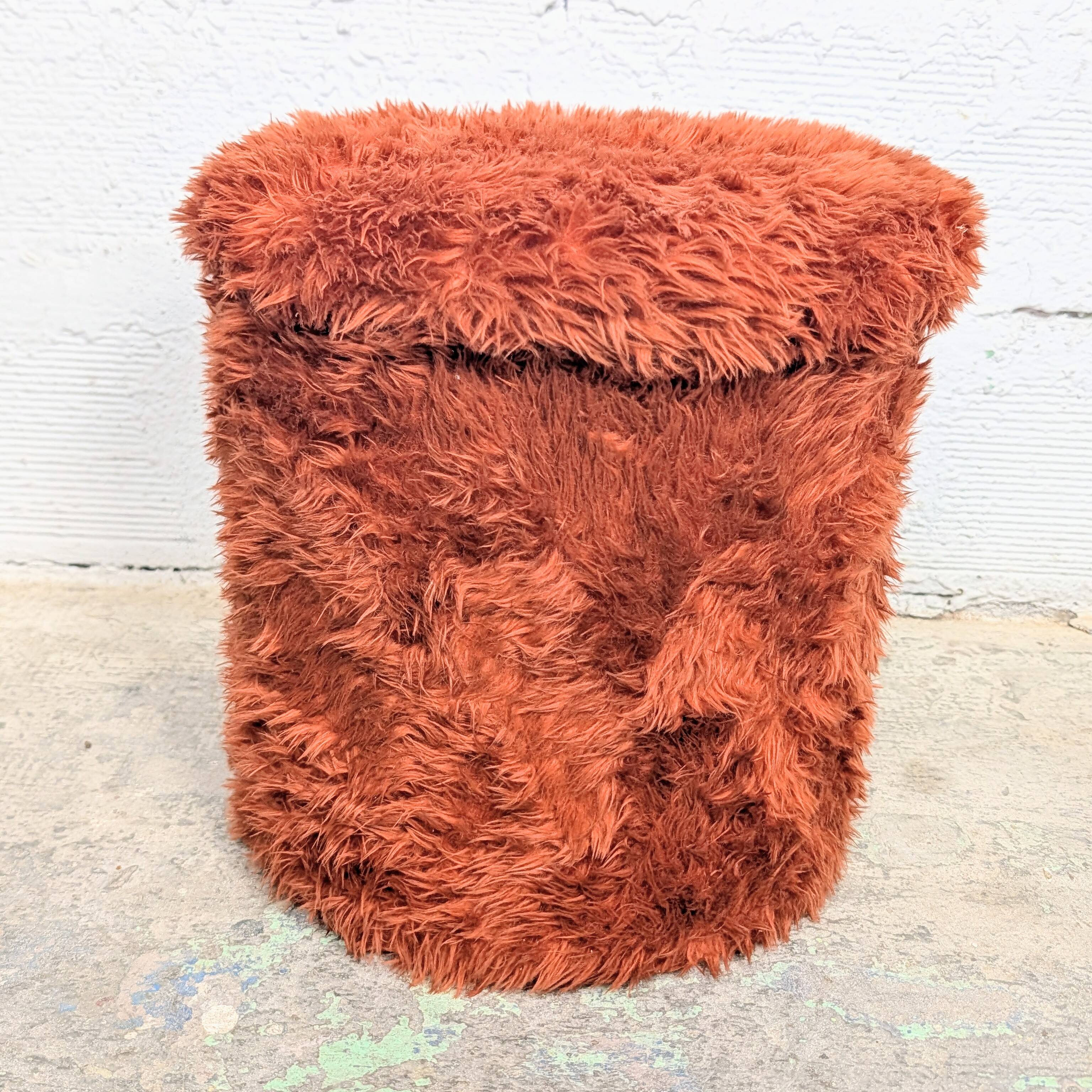 Vintage fluffy storage pouffe