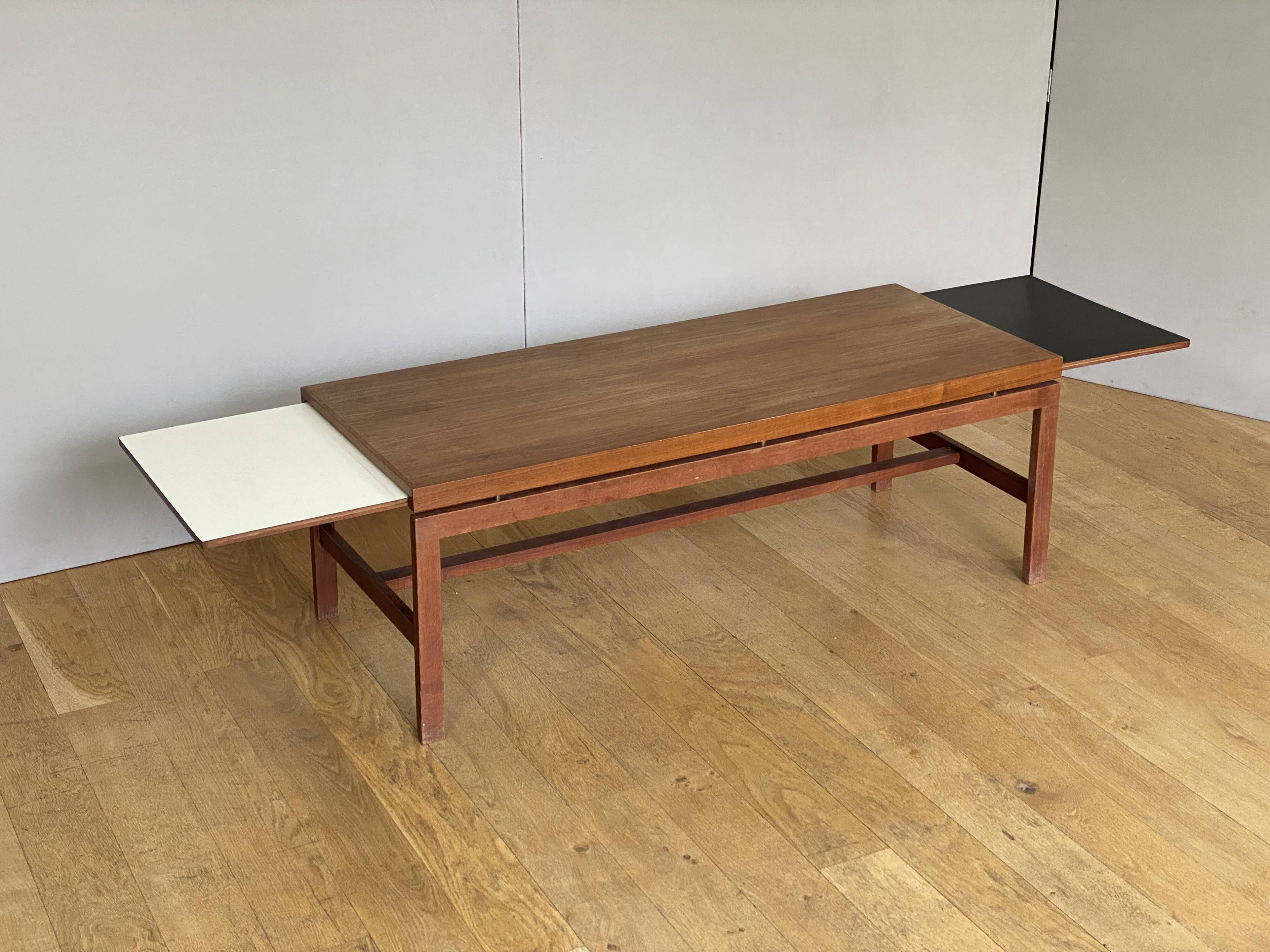 Scandinavian teak coffee table with extensions