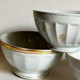 Five matching antique porcelain and earthenware bowls