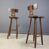 Set of 8 vintage brutalist bar stools, 1960s