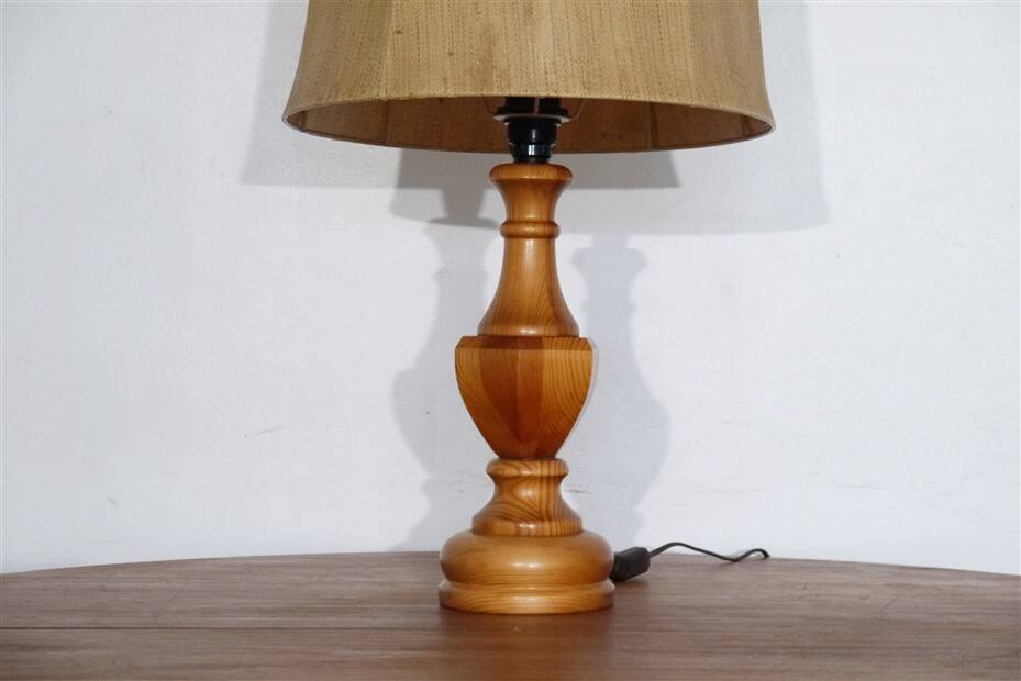 Large vintage wooden lamp 1970