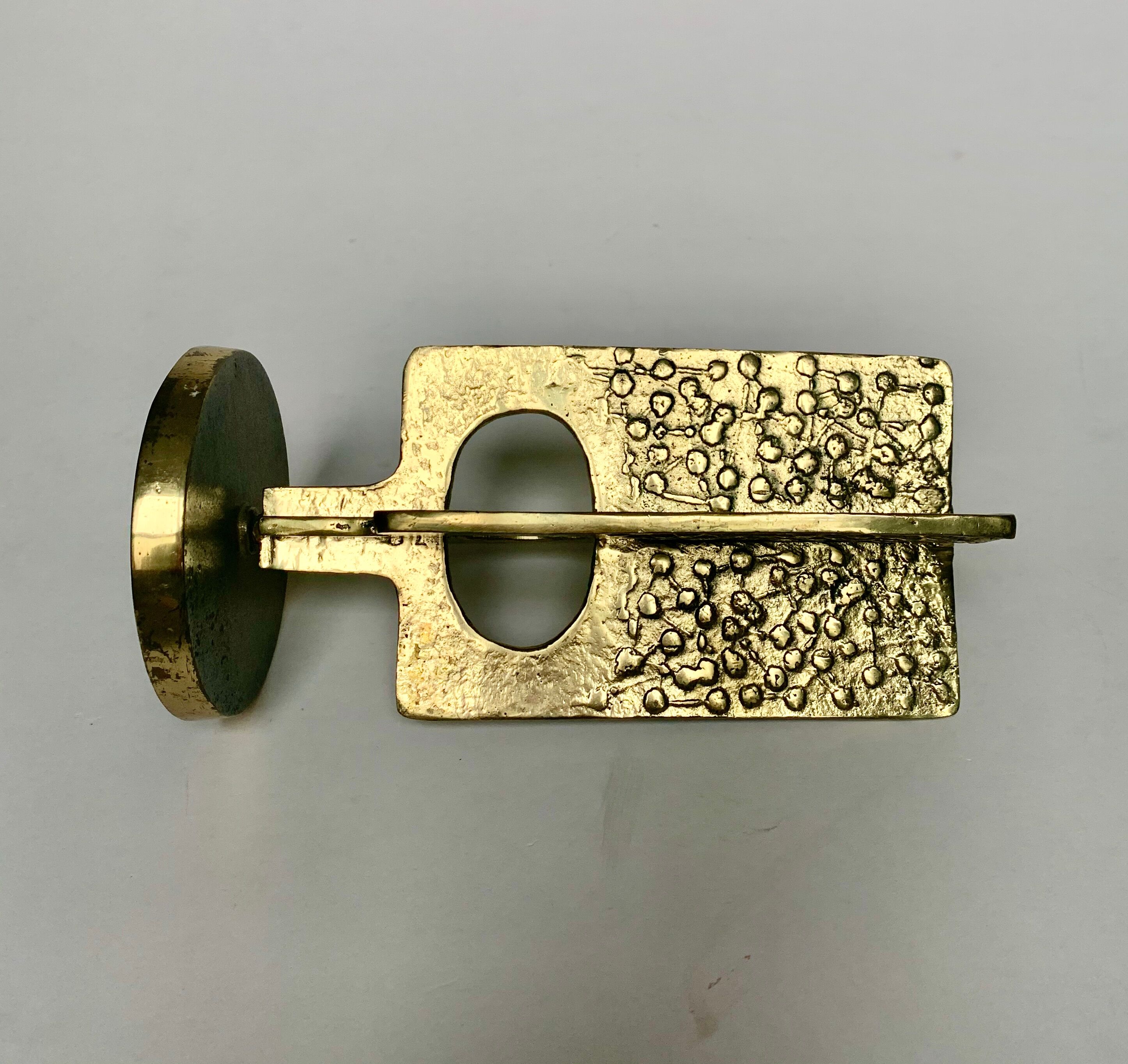 Brutalist bronze candleholder, 1970s
