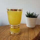 Vase granité jaune et doré