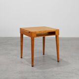 Art Deco Birch‑Veneered Side Table with Drawer, France 1920s